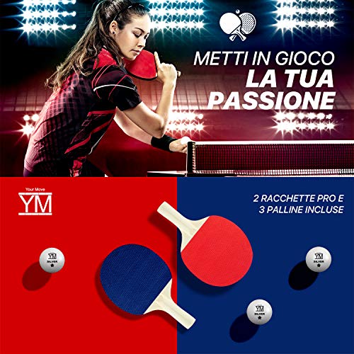 Mesa plegable interior de ping pong YM DRAGO - Dimensiones oficiales del torneo 274 x 152.5 x 76 cm - Ruta de transporte - Raquetas y pelotas incluidas - Sistema de seguridad múltiple doble