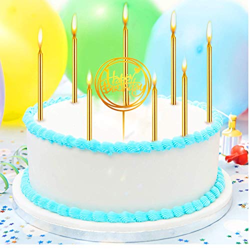 Metálico Velas de Tarta,36 Piezas Velas de Tarta en Soportes Metálicas Delgadas Largas Candle para La Boda Fiesta de Cumpleaños Aniversario de La Despedida de Soltera del Bebé