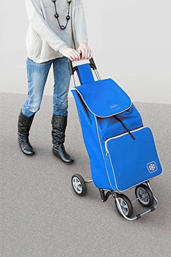 Metaltex Aloe - Carro de Compra con Bolsa Isoterma y 4 Ruedas, 48 Litros, Azul