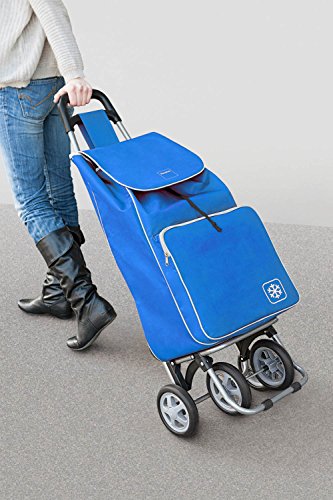 Metaltex Aloe - Carro de Compra con Bolsa Isoterma y 4 Ruedas, 48 Litros, Azul
