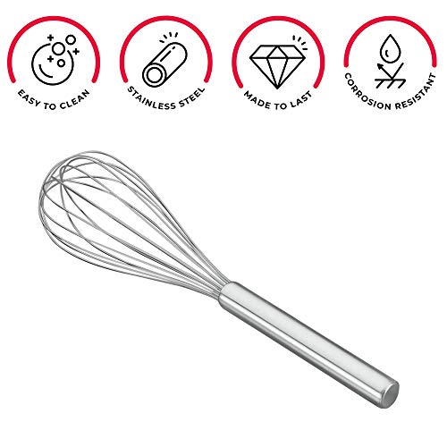 Metaltex - Batidor de acero inoxidable, mango tubular, 30 centímetros