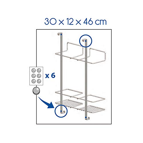 Metaltex Broomy Colgador de Puerta para Escoba y Accesorios de Limpieza, Polytherm, Plata, 30x12x46 cm