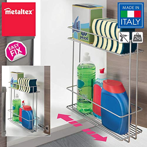 Metaltex In&out XL-Organizador Deslizante de Limpieza, Gris metálico, 11x38x34 cm