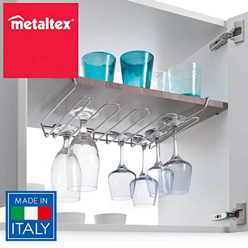 Metaltex Mycristall Colgador de Copas, Metal, Plateado, 38x26x7 cm