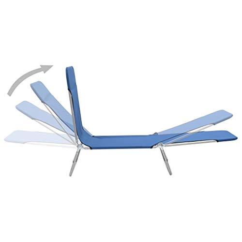 mewmewcat 2xPlegable Tumbona de Jardín Exterior para Jardín Patio Porche o Piscina,Respaldo Ajustable,Carga Máxima 120kg,56x182x24,5cm Azul