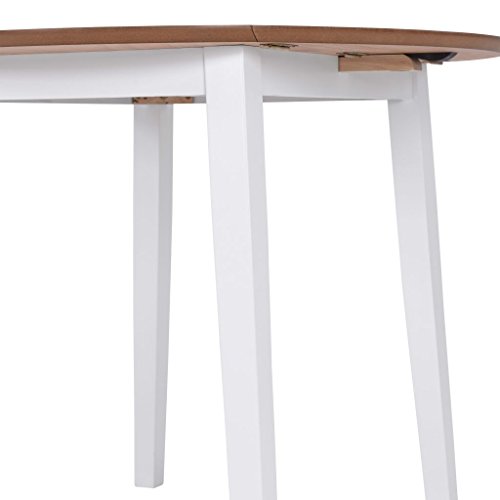 mewmewcat Mesa Plegable para Cocina de Redonda,Ambos Lados se Pueden Plegar,MDF,90x75cm,Blanca