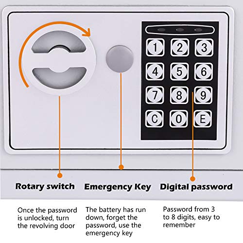 Meykey Caja Fuerte Electrónica Caja Seguridad 230X170X170 mm, Plateado