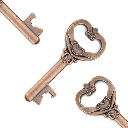 Mezcla de 16 Piezas de Oro Rosa Abrebotellas en Forma de Llave de Oro del Banquete de Boda Favorece La Decoración Rústica (Cobre Antiguo)