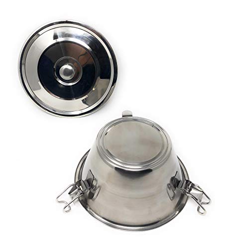 MGE - Flanero con Tapa y Cierre - Acero Inoxidable - Diámetro 16 cm -Plata