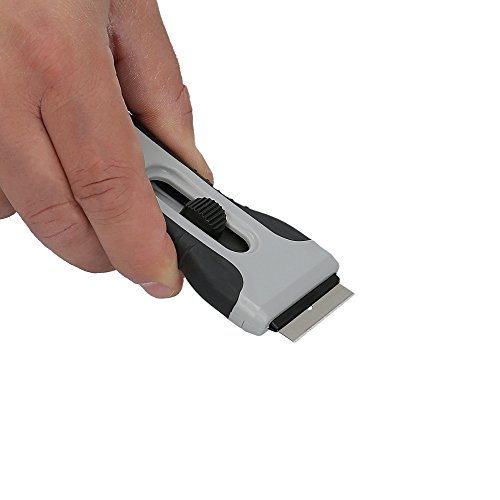 miaX Rasqueta Profesional vitrocerámica Rascador confiable para cocina raspador para estufa en el hogar Estable con mango de tacto suave cuchillas de reemplazo integradas para el raspador de cristal