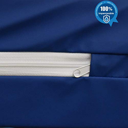 MICAMAMELLAMA Asiento para Sofá de Palet Exterior e Interior - Funda Náutica Azul - Espuma HR Alta Densidad - Grosor 12cm