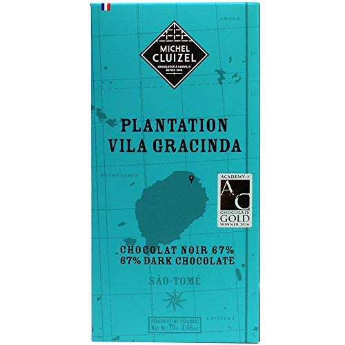 Michel Cluizel Barra de Chocolate Negro 67% República Democrática de Santo Tomé y Príncipe «Vila Gracinda» Mantequilla de cacao pura sin soja sin aromas - 1 x 70 gramos