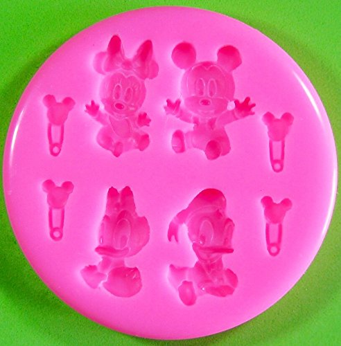 Mickey Mouse del bebé, ratón de Minnie, pato de Donald y pato de la margarita Molde de silicona para la torta de Decoración Pastel de Cupcake Toppers Glaseado Sugarcraft Tool por Fairie Blessings