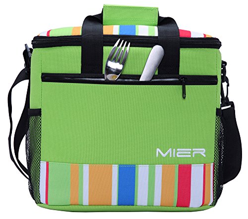 MIER 15L Grande con Aislamiento del Bolso del Almuerzo de Picnic Cool Bag para Hombres y Mujeres, Verde