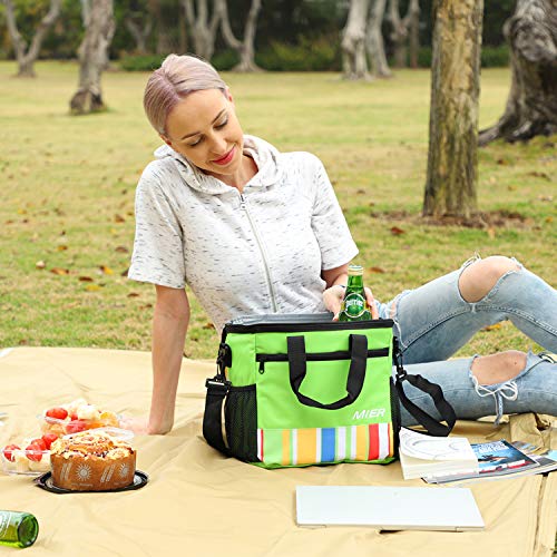 MIER 15L Grande con Aislamiento del Bolso del Almuerzo de Picnic Cool Bag para Hombres y Mujeres, Verde