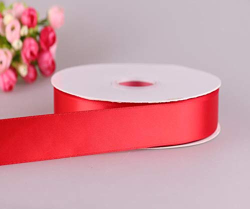 MINGZE 91m*2.5cm Cinta de raso satén de color sólido, manualidades Envoltura de paquetes de regalo, Confección de clips y accesorios para el cabello, Decoración de bodas (Rojo 235#)