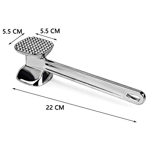 MINGZE Martillo ablandador de Carne de Acero Inoxidable, Mazos para Carne, Heavy Deber Manual de Doble Cara Martillo Libra Gadgets de Cocina