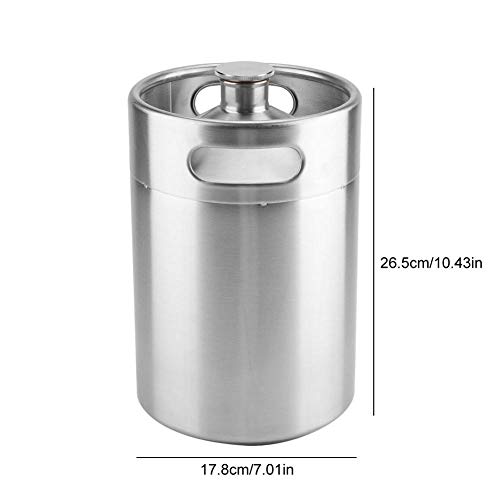 Mini barril de cerveza de acero inoxidable, cerveza de acero inoxidable Homebrew Barrel con tapa en espiral tapa cerveza Craft barril portátil para el hogar suministros de Hotel(5L)
