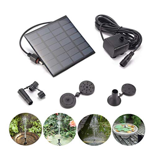 Mini bomba de fuente solar, kit de panel de bomba de agua de energía solar al aire libre de 1.2W 180L / H, bomba de agua con energía solar para baños de aves, piscina de fuente sumergible o patio