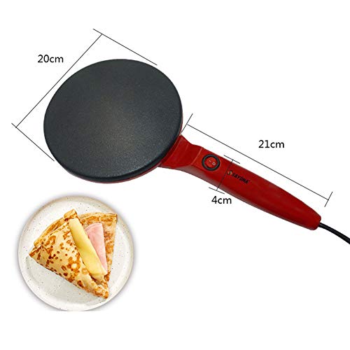 Mini Crepera Eléctrica, Antiadherente Automático Máquina De Panqueques Crepes Sartén Molde Para Hornear Grado De Comida Herramienta De Cocina Para Blintzes, Huevos, Tocino Regalo (Rojo)