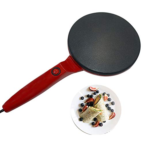 Mini Crepera Eléctrica, Antiadherente Automático Máquina De Panqueques Crepes Sartén Molde Para Hornear Grado De Comida Herramienta De Cocina Para Blintzes, Huevos, Tocino Regalo (Rojo)