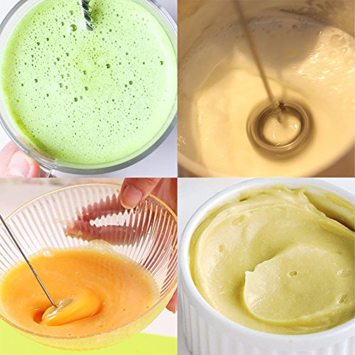 Mini Eléctricas Batidoras Espumadoras de Leche,AZX, Eléctrica de Mano en Acero Inoxidable con Soporte y Cabeza del Batidor,Espumadora de Leche Cafe, Té Capuchino Latte