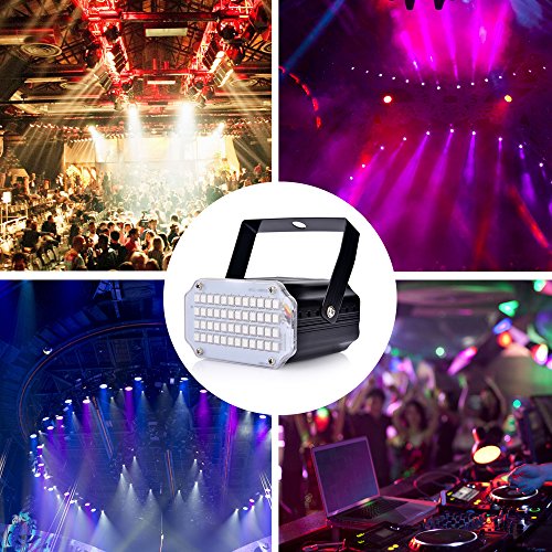 Mini Luz Estroboscópica del LED, Hisome Activación por Sonido y Luz de Control de Velocidad de Destello Luz con 48 Brillante Iluminación del Escenario de Leds para Fiestas de Baile Cumpleaños DJ Bar