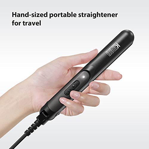 Mini Planchas del Pelo de Viaje KIPOZI, Plancha Alisadora Cerámica con Doble Voltaje y Calentamiento Rápido, Negro