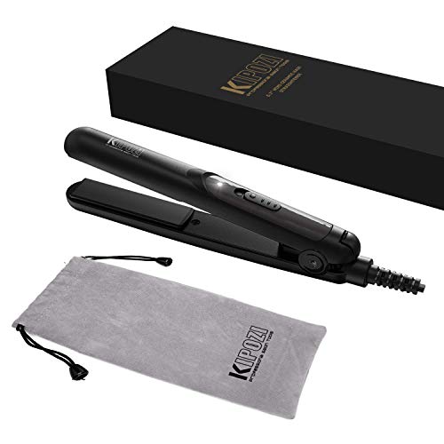 Mini Planchas del Pelo de Viaje KIPOZI, Plancha Alisadora Cerámica con Doble Voltaje y Calentamiento Rápido, Negro