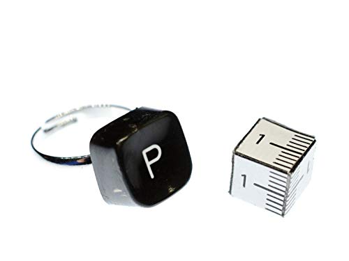 Miniblings Cartas Anillo P máquina de Escribir de la Vendimia Cuadrada única P