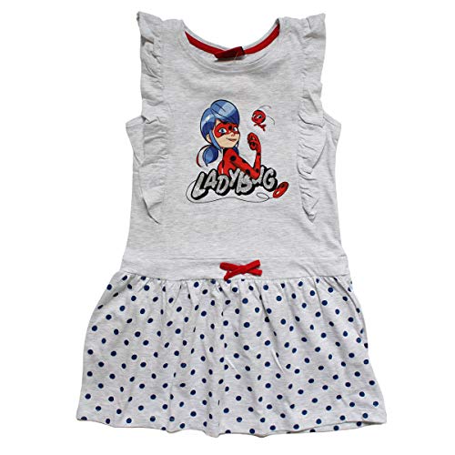 Miraculous LadyBug y Cat Noir – Vestido de manga corta con falda en volantes – lunares e impresión brillante – niña – Producto original 07IMOR turquesa 10 años
