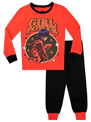 Miraculous Pijamas de Manga Larga para niñas Ajuste Ceñido Rojo 4-5 Años