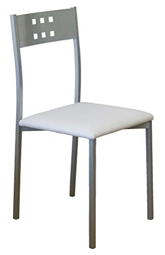 Miroytengo Pack 2 sillas Cocina Costa Color Blanco Patas Gris Comedor Estilo Moderno 86x47x41