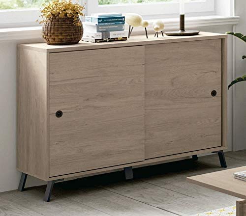 Miroytengo Pitarch Aparador salón Kamet 2 Puertas correderas salón Color Roble Aurora estantes Interiores 120x87x40…