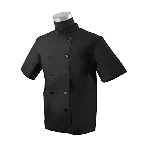 MISEMIYA - Chaquetas Cocinero Bar Restaurante Ropa Cocinero con Mangas Cortas - Ref.8422 - XXL, Negro