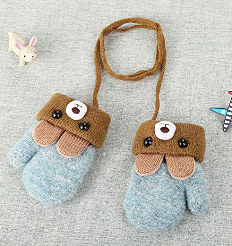 Mitones con una cuerda Bebé 0-2 años Guante de punto Invierno cálido Otoño Mitt Guante de lindo Mitones Escuela de esquí Senderismo Camping Mitt exterior Dedo completo