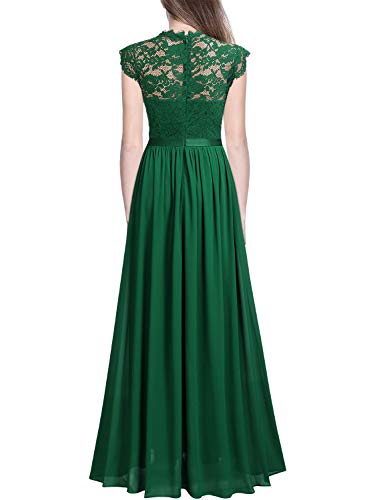 Miusol Elegante Encaje Gasa Fiesta Vestido Largo para Mujer Verde X-Large
