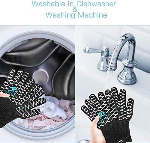 MLMLANT Guantes de Barbacoa,Guantes para Horno,Guantes de Cocina,Oven Gloves Resistencia Térmica hasta 1472 ° C,Certificación EN407 de protección contra Alta Temperatura (1 Par)