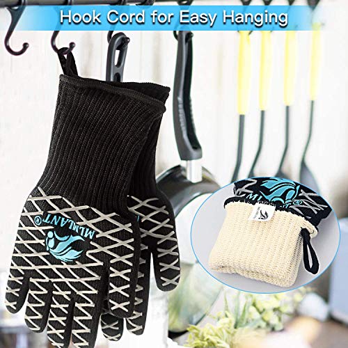 MLMLANT Guantes de Barbacoa,Guantes para Horno,Guantes de Cocina,Oven Gloves Resistencia Térmica hasta 1472 ° C,Certificación EN407 de protección contra Alta Temperatura (1 Par)