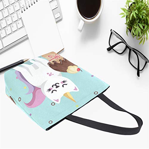 Mnsruu Sweet Cupcake - Bolso de Mano para Mujer, Reutilizable, diseño de Unicornio