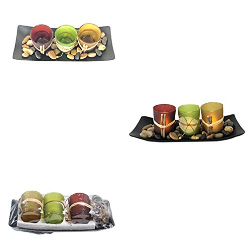 Mobestech - Juego de portavelas de Estilo Europeo Moderno con Bandeja Decorativa para Centro de Mesa de Navidad