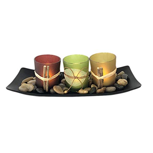 Mobestech - Juego de portavelas de Estilo Europeo Moderno con Bandeja Decorativa para Centro de Mesa de Navidad