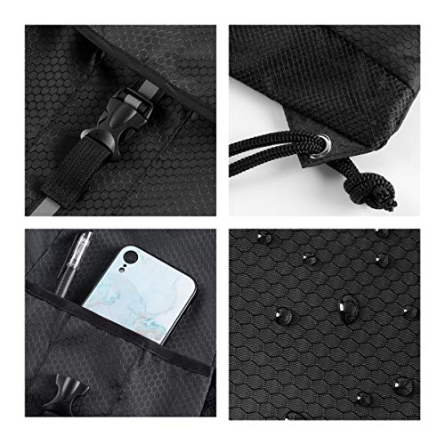 Mochila deportiva con cordón y bolsillo separado, para natación, yoga, playa, viajes, para hombres y mujeres, color negro, tamaño talla única