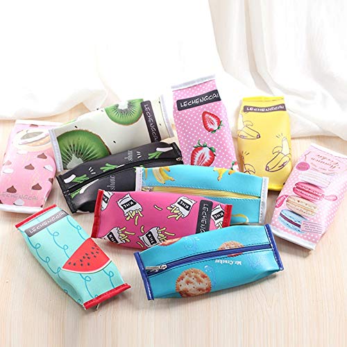 Modenny Sandía Lápiz Cajas para Niñas Lindo Cuero de LA PU Bolsa de Lápiz Kiwi Fruta Papelería Bolsa de Material Escolar Oficina (Color : 12)