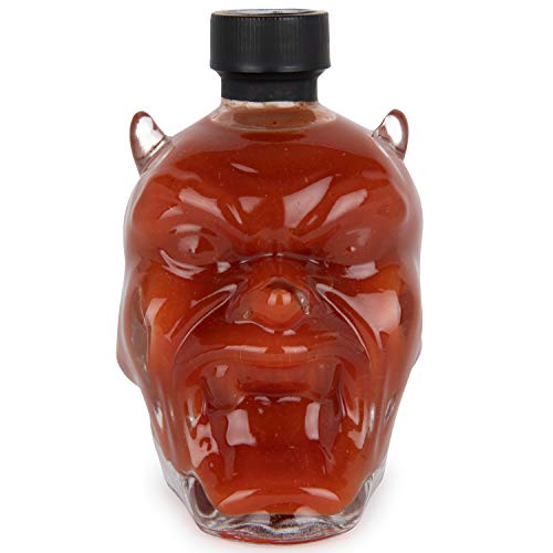 Modern Gourmet Foods, Set de Regalo Salsas Picantes "Hellfire's Fury", Tarro de Cristal con Forma de Cabeza de Diablo rellena de Salsa Picante
