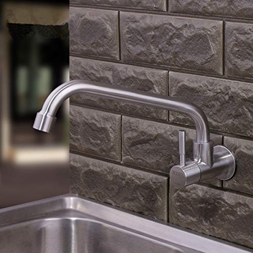 Moderno giratorio montado en la pared de acero inoxidable grifo de agua fría cocina fregadero grifo sin plomo acero inoxidable lavabo grifos