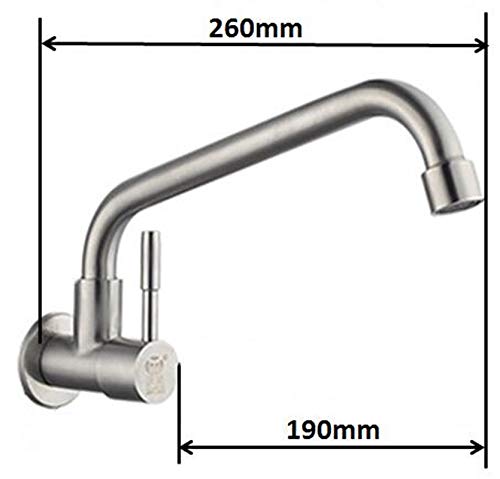 Moderno giratorio montado en la pared de acero inoxidable grifo de agua fría cocina fregadero grifo sin plomo acero inoxidable lavabo grifos
