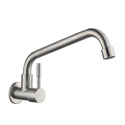 Moderno giratorio montado en la pared de acero inoxidable grifo de agua fría cocina fregadero grifo sin plomo acero inoxidable lavabo grifos