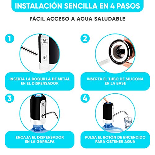 Moguat Dispensador Agua para Garrafas con Adaptador, Dosificador Eléctrico Automático Extraíble Recargable USB Botellas Agua Fria y Caliente, Bomba de Agua