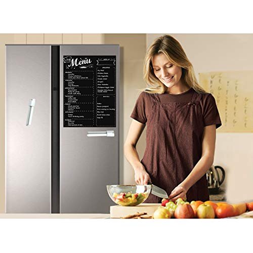 MoKo Planificador de Frigorífico Magnético para Cocina Refrigerador con 2 Marcador de Tiza, 16"x12" Planificador Semanal del Menú para Lista de Compra y Recordario - Negro